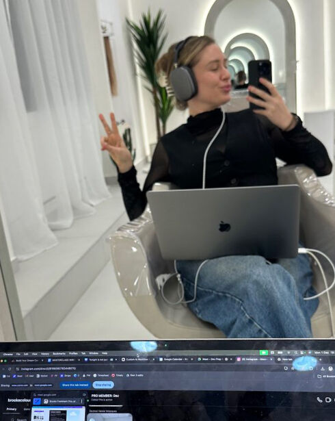 Working on a laptop at home, late